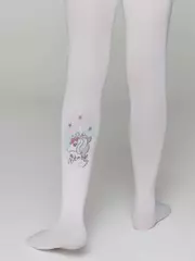 Колготки детские из микрофибры с рисунком beauty bianco, , 104-110, CONTE ELEGANT, - 4