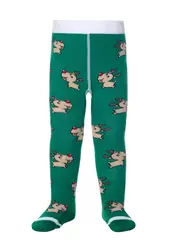 Новогодние детские колготки conte-kids "deer" 589 зеленый, , 62-74 (12), CONTE-KIDS, - 2
