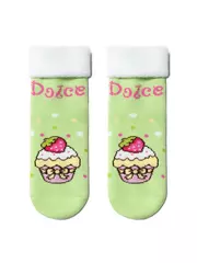 Махровые детские носки sof-tiki (с отворотом) 245 салатовый, , 12, CONTE-KIDS, - 1