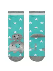 Махровые носки sof-tiki с рисунками "слоники" 415 бирюза, , 12, CONTE-KIDS, - 1