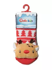 Махровые новогодние носочки "рудольф" для самых маленьких 445 красный, , 9-10, CONTE-KIDS, - 2
