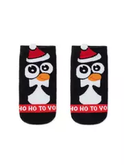 Новогодние детские носки (махровые) new year 650 черный, , 13-14, CONTE-KIDS, - 1