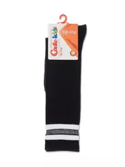 Однотонные хлопковые детские гольфы со вставками из прозрачной сетки tip-top 049 черный, , 20, CONTE-KIDS, - 2