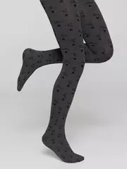 Плотные детские меланжевые колготки с рисунком «звезды» jessica grafit, , 116-122, CONTE ELEGANT, - 2