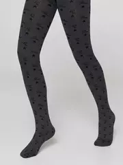 Плотные детские меланжевые колготки с рисунком «звезды» jessica grafit, , 116-122, CONTE ELEGANT, - 3