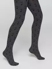 Плотные детские меланжевые колготки с рисунком «звезды» jessica grafit, , 116-122, CONTE ELEGANT, - 4