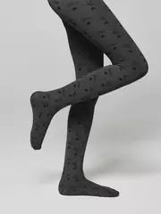 Плотные детские меланжевые колготки с рисунком «звезды» jessica grafit, , 116-122, CONTE ELEGANT, - 6