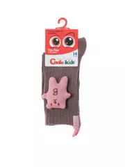 Удлиненные детские носки tip-top из хлопка с декоративной игрушкой 574 кофейный, , 16, CONTE-KIDS, - 2