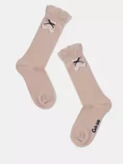 Удлиненные детские носки tip-top из хлопка с декоративной игрушкой 576 бежевый, , 18, CONTE-KIDS, - 1