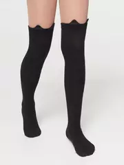 Хлопковые детские гольфины с сияющим люрексом tip-top 051 черный, , 20, CONTE-KIDS, - 1