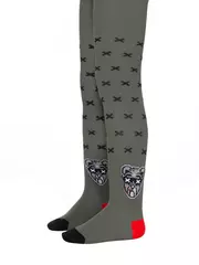 Хлопковые детские колготки tip-top с рисунком «bear» 558 хаки, , 128-134 (20), CONTE-KIDS, - 2