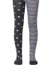 Хлопковые детские колготки tip-top с рисунками "горошек-полоска" 508 темно-серый, , 128-134 (20), CONTE-KIDS, - 1