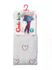 Хлопковые детские колготки tip-top с рисунком "сердечки" 510 светло-серый, , 116-122 (18), CONTE-KIDS, - 2