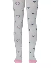 Хлопковые детские колготки tip-top с рисунком "сердечки" 510 светло-серый, , 116-122 (18), CONTE-KIDS, - 1