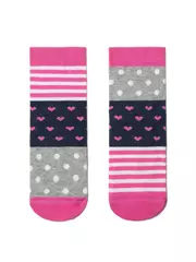 Хлопковые детские носки "веселые ножки" 282 серый-розовый, , 16, CONTE-KIDS, - 1