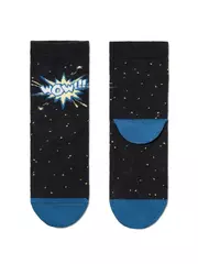 Хлопковые носки tip-top c рисунком "wow" 395 черный, , 22, CONTE-KIDS, - 1