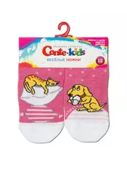Хлопковые детские носки "веселые ножки" 334 розовый, , 12, CONTE-KIDS, - 2