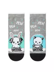 Хлопковые детские носки "веселые ножки" 460 серый, , 18, CONTE-KIDS, - 1