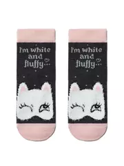 Хлопковые носки tip-top с пушистым рисунком "котик" 422 темно-серый, , 16, CONTE-KIDS, - 1