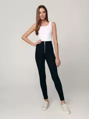 Леггинсы женские на молнии vicky с завышенной посадкой black, , 170-102/L, CONTE ELEGANT, - 1