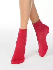 Носки женские вискозные classic (люрекс, без резинки) 000 красный, , 36-37 (23), CONTE ELEGANT, - 1