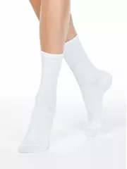 Удлиненные женские хлопковые носки active 000 белый, , 39-41 (25-27), CONTE ELEGANT, - 1