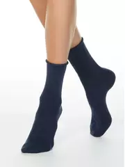Меланжевые женские носки conte comfort 000 (без резинки) темно-синий, , 39-41 (25-27), CONTE ELEGANT, - 1