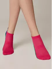 Ультракороткие женские хлопковые носки active с «язычком» 393 фуксия-зелёный, , 36-37 (23), CONTE ELEGANT, - 3