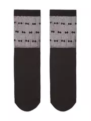 Удлиненные женские носки с прозрачным верхом в горошек fantasy grafit, , 36-39 (23-25), CONTE ELEGANT, - 2