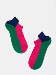 Ультракороткие женские хлопковые носки active с «язычком» 393 фуксия-зелёный, , 36-37 (23), CONTE ELEGANT, - 4