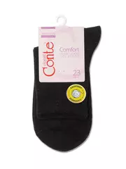 Женские однотонные носки из пряжи с вискозой и кашемиром comfort 000 черный, , 36-37 (23), CONTE ELEGANT, - 3
