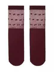 Удлиненные женские носки с прозрачным верхом в горошек fantasy marsala, , 36-39 (23-25), CONTE ELEGANT, - 2