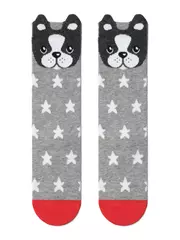 Хлопковые гольфы tip-top с забавными мордашками 042 серый, , 16, CONTE-KIDS, - 1