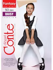 Нарядные детские колготки из микрофибры daisy dusty rose, , 116-122, CONTE ELEGANT, - 2