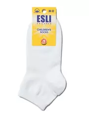 Носки детские короткие (однотонные) esli 000 белый, , 20, ESLI, - 2