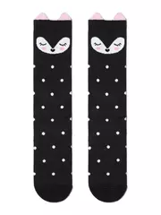 Хлопковые гольфы tip-top с забавными мордашками 043 черный, , 14, CONTE-KIDS, - 1