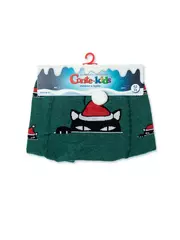 Колготки детские новогодние с помпоном «xmas cat» 557 темно-бирюзовый, , 80-86 (14), CONTE-KIDS, - 3