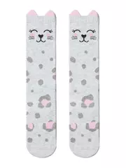 Хлопковые гольфы tip-top с забавными мордашками 044 светло-серый, , 18, CONTE-KIDS, - 1