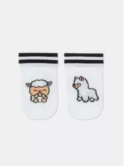 Хлопковые детские носки с рисунками «lama» 906 белый, , 10, CONTE-KIDS, - 1