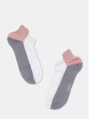 Ультракороткие женские хлопковые носки active с «язычком» 393 белый-серый, , 39-41 (25-27), CONTE ELEGANT, - 5