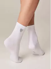 Носки женские из хлопка с сияющим рисунком "heart" 427 белый, , 39-41 (25-27), CONTE ELEGANT, - 3