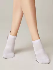 Ультракороткие женские хлопковые носки active с «язычком» 393 белый-серый, , 39-41 (25-27), CONTE ELEGANT, - 2