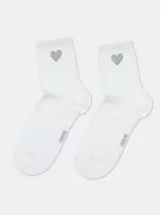 Носки женские из хлопка с сияющим рисунком "heart" 427 белый, , 39-41 (25-27), CONTE ELEGANT, - 6