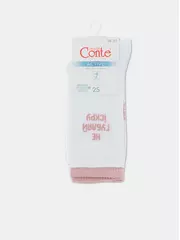 Удлиненные женские носки из хлопка в рубчик с надписью «іскра» 437 белый, , 36-37 (23), CONTE ELEGANT, - 5