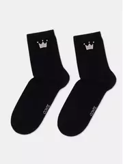 Носки женские из хлопка с сияющим рисунком "queen" 430 черный, , 36-37 (23), CONTE ELEGANT, - 4