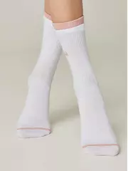 Удлиненные женские носки из хлопка в рубчик с надписью «іскра» 437 белый, , 36-37 (23), CONTE ELEGANT, - 2