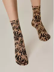 Носки женские с рисунком «граффити» fantasy 22с-50сп nero-natural, , 36-39 (23-25), CONTE ELEGANT, - 2