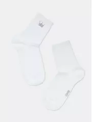 Носки женские из хлопка с сияющим рисунком "queen" 430 белый, , 36-37 (23), CONTE ELEGANT, - 4