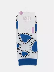 Носки женские хлопковые esli classic 532 белый-синий, , 38-39 (25), ESLI, - 2