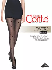 Колготки женские в ромбы и сердечки fantasy lovers nero, , 3, CONTE ELEGANT, - 1